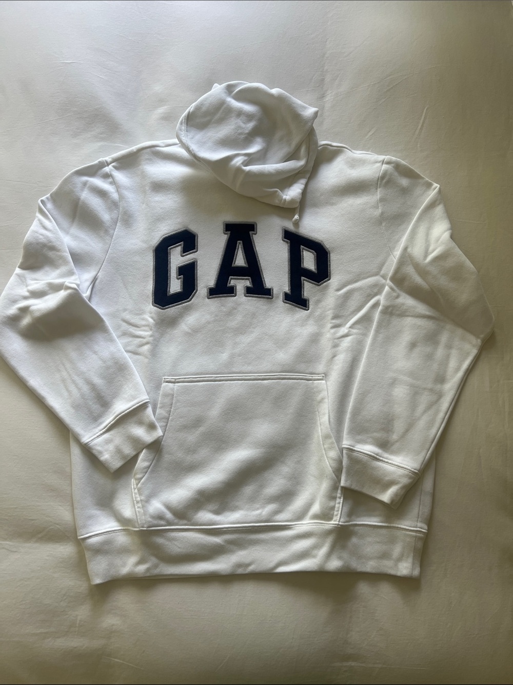 GAP White Hoodie with Navy Lettering Size M